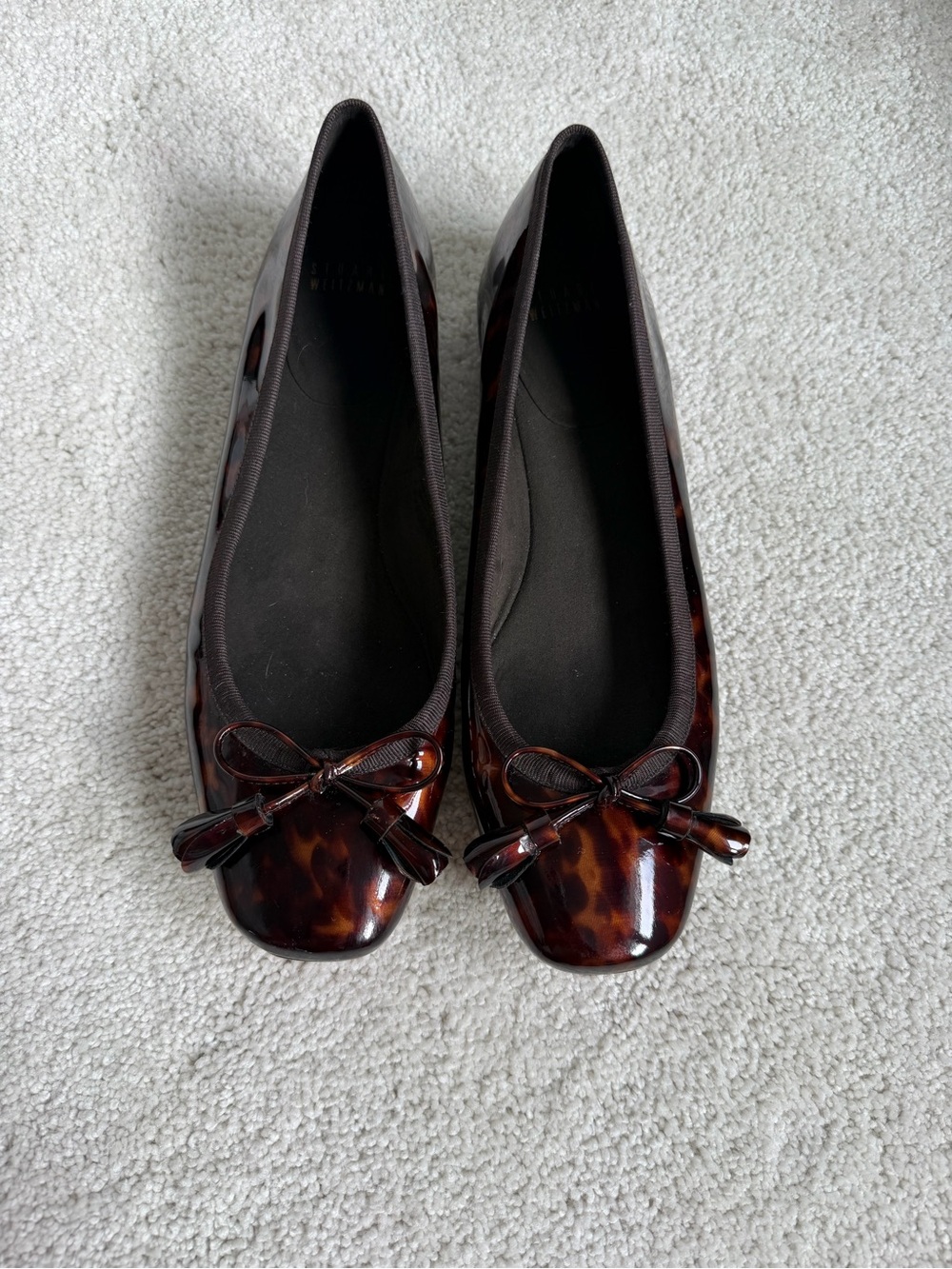 Stuart Weitzman Tortoiseshell Patent Ballet Flats - Brown/Black